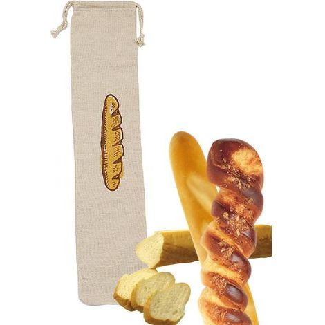 Sac à pain en lin - Sac à pain en tissu avec serrage - Sacs à pain respectueux l'environnement pour le rangement baguettes pain faites maison (1/5)