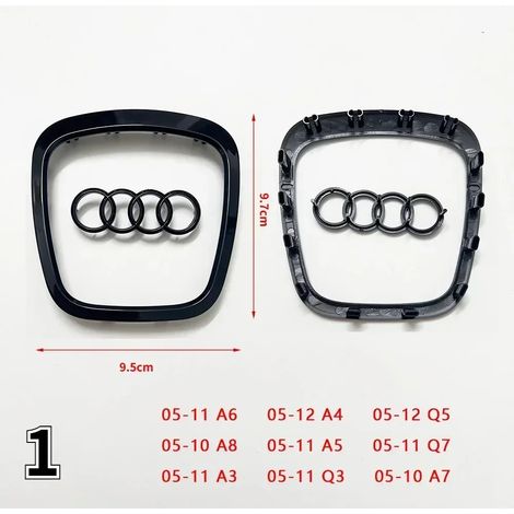 (Style 10) - Logo de volant automobile, bande adhésive brillante, logo de voiture électroplaqué, autocollant compatible avec Audi A3 A4 B8 8P B9 8V A5 A6 C7 A7 Q3 Q5 Q7 (1/5)
