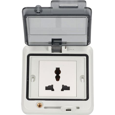 Prise étanche triple IP66 multifonction avec boîtier en polycarbonate ignifuge, 250V 13A, résistante à l'eau et aux flammes pour usage extérieur (1/5)