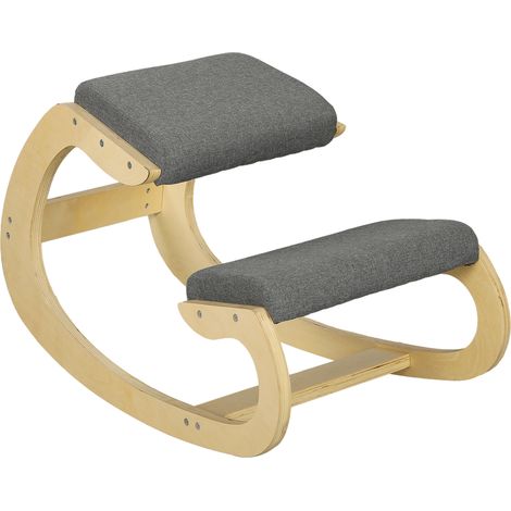 Sedia ergonomica inginocchiata a dondolo in legno di betulla grigia MODENUIT (1/5)