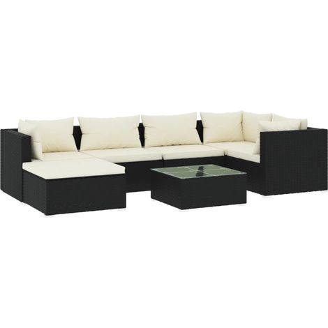 Maison Exclusive - 7-tlg. Garten-Lounge-Set mit Kissen Poly Ratta