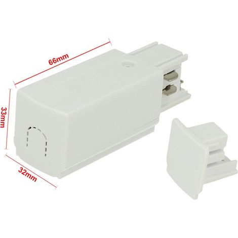 Kit Connettore Alimentazione Destra + Terminale Chiusura Colore Bianco Per Binario Guida Trifase CB40101 CB40102 CB40103