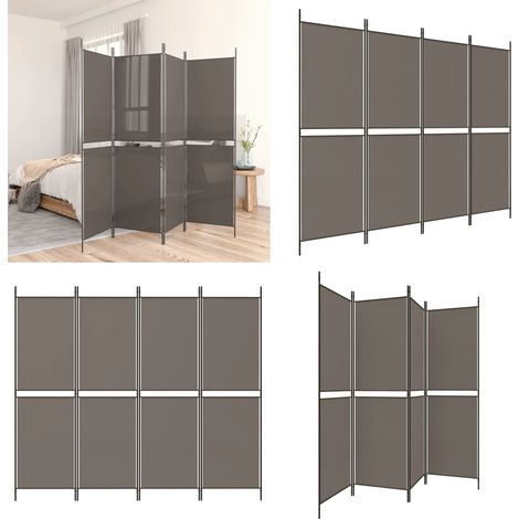 Cloison de séparation 4 panneaux Anthracite 200x200 cm Tissu - Séparation chambre - Mur de fond (1/5)