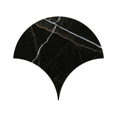 Carrelage sol / mur forme écaille de poisson grand format effet marbre noir NIKOI TULUM MACAO (1/2)