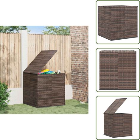 Toallas - vidaXL Baúl de cojines para jardín de ratán PE marrón 100x97,5x104 cm - Almacenamiento exterior