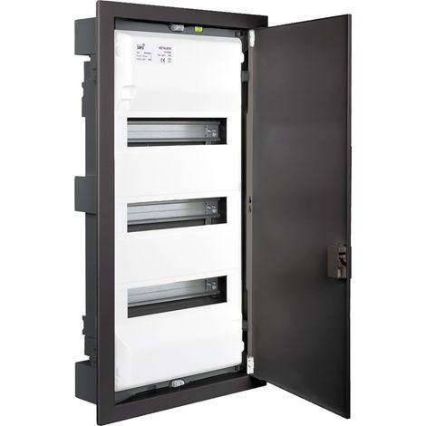 Coffret modulaire encastré métal anthracite 3 rangées - Solera