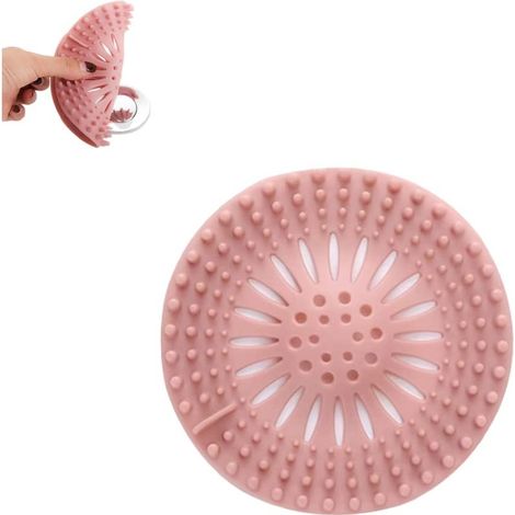 1 x Silicone Drain Protector, Kitchen Sink Strainer, Bathtub Drain Filter, Kitchen and Bathroom Sink Strainer (Pink) (1/5)