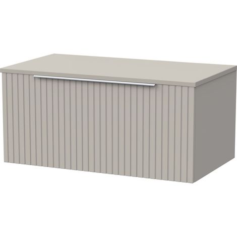 Callingwood Contemporary Wall Hung 1 Drawer Vanity Unit with Laminate Worktop , 800mm, Pebble Grey