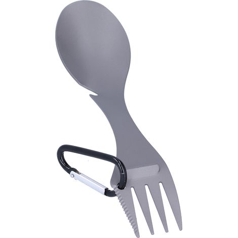 Lot 5 en 1 Cuillère Fourchette Ouvre-bouteille Couteau Dentelé Spork Acier Inoxydable (1/5)
