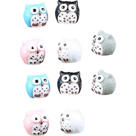12 Mini-Eulen aus Kunstharz