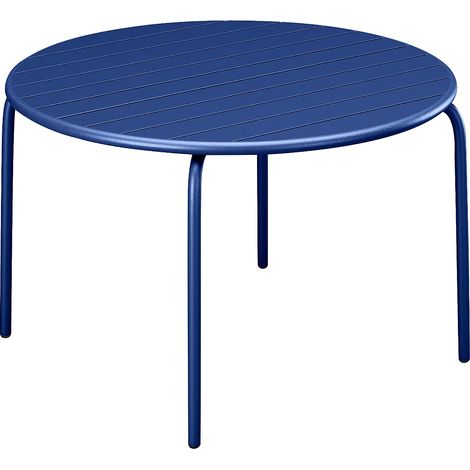 Table de jardin ronde D.130 cm en métal - Bleu nuit - MIRMANDE de MYLIA