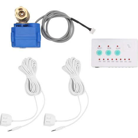 Wasserleckmelder mit 2-Wege-Ventil, akustischem Alarm und Überlauferkennungssystem für den Hausgebrauch, EU-Stecker 100–240 V Wechselstrom (1/5)