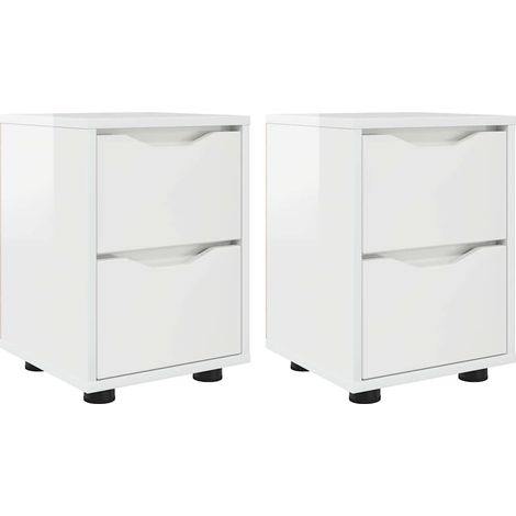 Maison Exclusive - Comodini con cassetto 2 pcs Bianco Lucido 30,5 x 30 x 43 cm