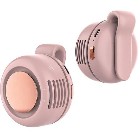 Ventilador portátil，silencioso y sin aspas con clip，Ventilador recargable y portátil，3 velocidades，6 horas de autonomía，Carga rápida USB-C (Rosa) (1/4)