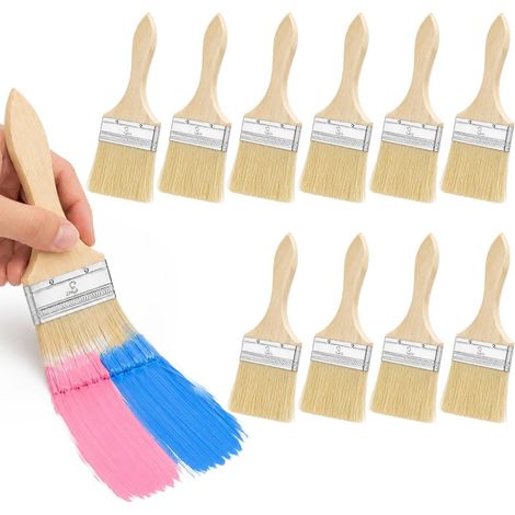 Lot de 10 Pinceaux Plats, 75mm Pinceau Peinture Vernis Bois (1/5)