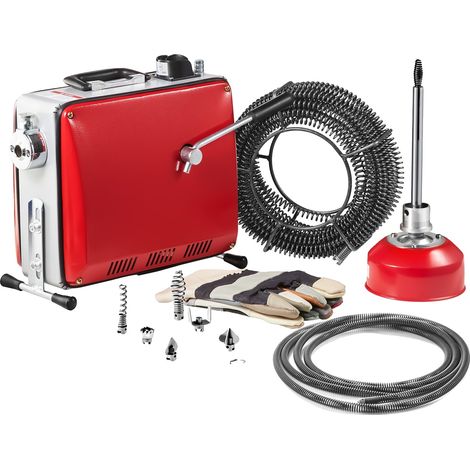 Máquina desatascadora VEVOR, 500 W, 1400 RPM, cable de acero de 40 m x 16 mm, 6 cortadores, tuberías de 50-110 mm, 390 W, 14,5 m (1/2)