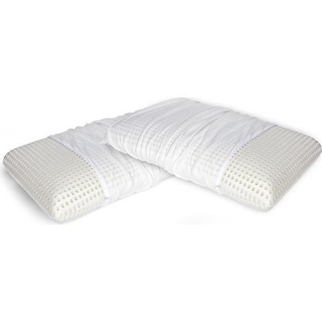 Lot de 2 oreillers pour lit, Oreiller amovible en mousse à mémoire de forme perforée, hypoallergénique et respirant, 70x40xh16 cm (1/5)