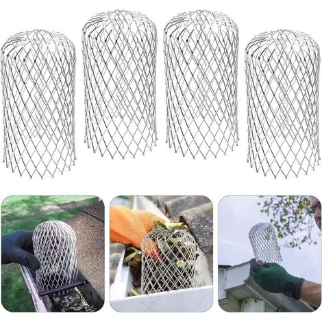 4x écrans de gouttière en aluminium de 8,5x16 cm, filtres de gouttière, grilles de protection de gouttière, pour toit de défoliation d'égout de gouttières d'égout (1/4)