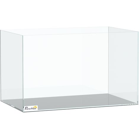 Aquarium 43L verre trempé 50x30x30 cm transparent avec tapis de protection pour poissons, crevettes, tortues (1/5)