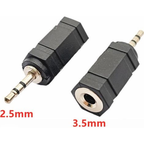 2.5mm male to 3.5mm female adapter, stereo audio converter 2.5mm headphone plug to 3.5mm jack. (1/5)