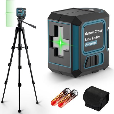 Niveau Laser avec Trepied, Niveau Laser 360 Autonivelant, Étanchéité IP54/Luminosité Réglable,Laser Chantier adapté Aux Chantiers de Construction/à la Décoration Intérieure (avec 2 Piles AA) (1/5)