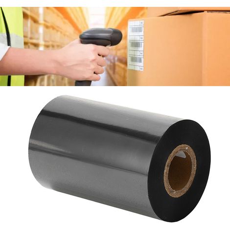 Ruban de carbone renforcé à base de cire KB080000B pour imprimantes d'étiquettes autocollantes, 100 mm x 300 m (1/5)