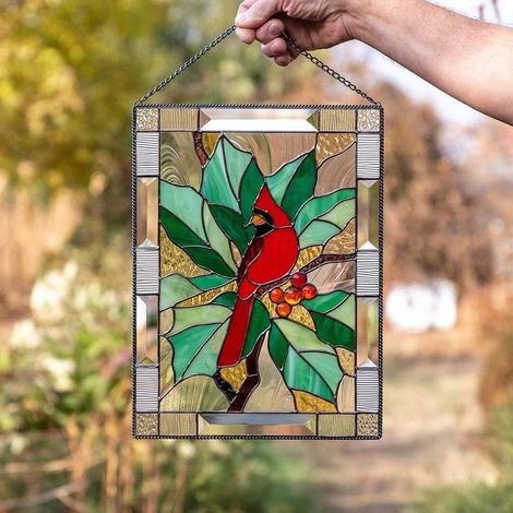 Suncatcher - Vitrail Ornament Oiseau pour Fenêtre - Décoration Intérieure et Extérieure - 1 Pièce (1/5)