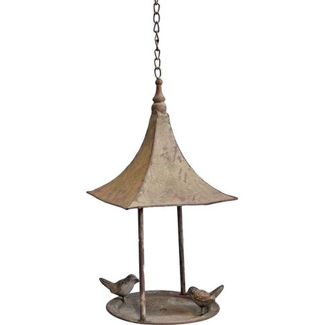 Mangeoire oiseau à suspendre brune 40x19x18cm (1/4)