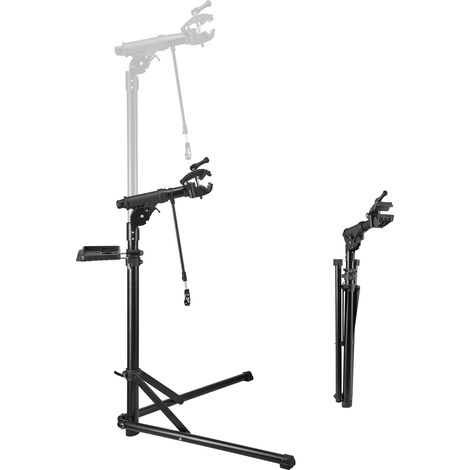 Pied d'atelier vélo pliable, hauteur réglable 1035-1630 mm, support de réparation de vélo robuste, charge 38,56 kg, stand de bicyclettes avec plateau à outils magnétique, pour VTT et vélos route (1/5)