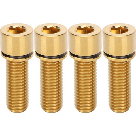 4 Vis en titane pour potence de vélo M7x20mm, jeu de 4 boulons dorés pour guidon, visserie hexagonale intérieure. (1/5)