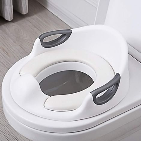 reductor de asiento de inodoro, cojín de PU, antideslizante, protector contra salpicaduras, asas de seguridad, para niñas y niños. (1/5)