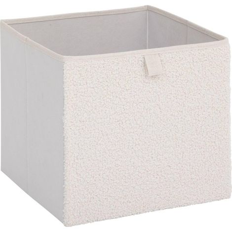 Boîte de Rangement Cube Mix'n'Modul - Blanc, Effet Bouclette, Pliable, 31 x 31 x 31 cm - Pour Étagère, Dressing, Salon (1/3)
