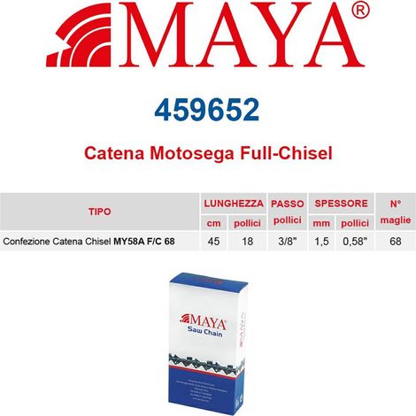 Catena confezionata 3/8" 1.5 mm - .058" 68 maglie con antirimbalzo profilo Quadro maya- 459652