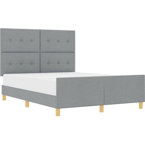 Cadre de lit en tissu gris clair avec tête de lit, 140 x 190 cm (1/5)