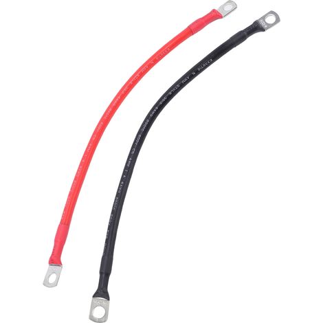 Lot de 2 câbles de batterie 6AWG 45cm avec cosse cuivre étamé 8mm pour solaire bateau camping-car voiture moto câble onduleur résistant 200℃ (1/5)