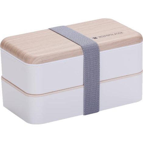Boîte Dejeuner , Boîte repas midi avec des Couvert à 2 Couches, Bento japonais pour l'enfant ou l'adulte, pour l'école ou le travail (Blanc)