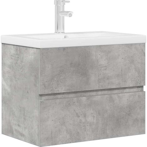 Ensemble de meubles de salle de bain 2 pcs，Ensemble d'armoires de salle de bain gris béton CFW78562 (1/5)