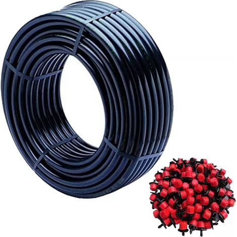 1 Rouleau Tuyau 100 m, Diamètre 16 mm, Polyéthylène, 100 Goutteur, Débit Réglable, Jardin (1/5)