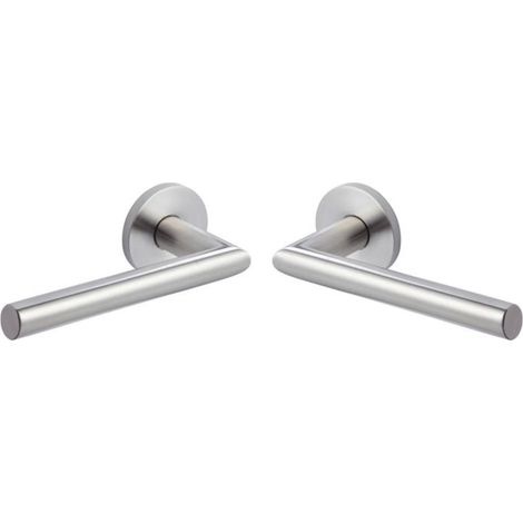 Poignée de Porte sur Rosace Ovalis - pour Portes Intérieures et Extérieures - Epaisseur de Porte de 30 à 48 mm - en Acier Inoxydable - Carré de 7 mm - Rosace Vendue Séparément (1/5)