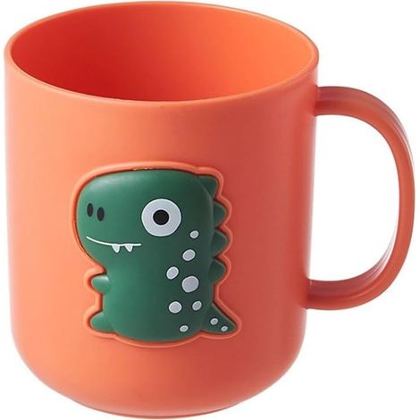 (Orange) Mug brosse à dents dinosaure mignon, mug de bain de bouche portable en plastique, porte-brosse à dents multifonctionnel et durable pour salle de bain et cuisine (1/5)