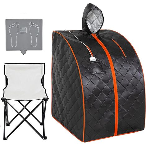 Kit de sauna portatif Sauna infrarouge personnel for la maison, tente de spa portative avec chapeau, chaise améliorée, coussin chauffant for la relaxation, la détox, le spa à la maison Tente de sauna