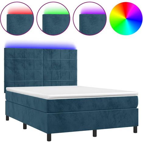 Maison Exclusive - Sommier à lattes de lit matelas et LED Bleu foncé 140x190 cm (1/5)