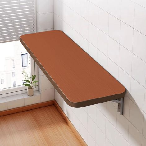 – Table pliante murale 60 x 30 cm – Design compact pour espaces réduits – MDF – Bureau flottant pour enfants et ordinateurs – Brun (1/5)