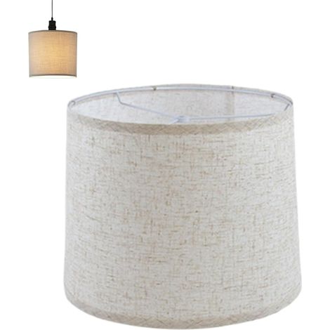Abat-jour en lin fabriqué à la main pour lampadaire, lampe à suspension et lampe de table - Douille E27 - Abat-jour de lumière non éblouissante - Diamètre 30 cm x hauteur 20 cm (lin crème) (1/5)