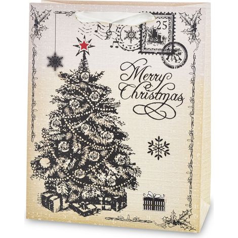 Sac en papier 32x26x12 sapin de Noël pour cadeaux (1/5)