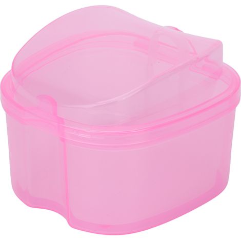 Boîte de rangement pour prothèses dentaires, contenant de trempage, boîte de rangement colorée pour fausses dents avec panier de filtration, rose (1/5)