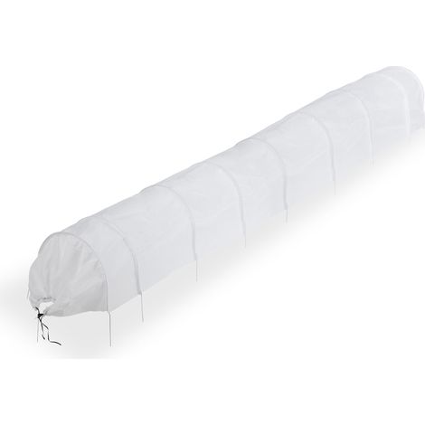 Relaxdays Plant Tunnel, 5 m Long, Protection against Pests, for Flower Beds, Fine-meshed Anti-bird Net, Fleece, White