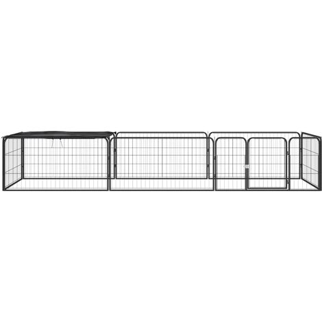 Maison Exclusive - Box Cani 8 Pannelli Nero 100x50 cm Acciaio Verniciato Polvere