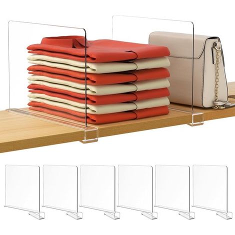 Organisateur de garde-robe 6 pièces - Séparateurs d'étagères - Séparateurs d'étagères de garde-robe - Séparateurs de placard - Bacs de rangement pour vêtements - Pour une organisation optimale - Plast (1/5)