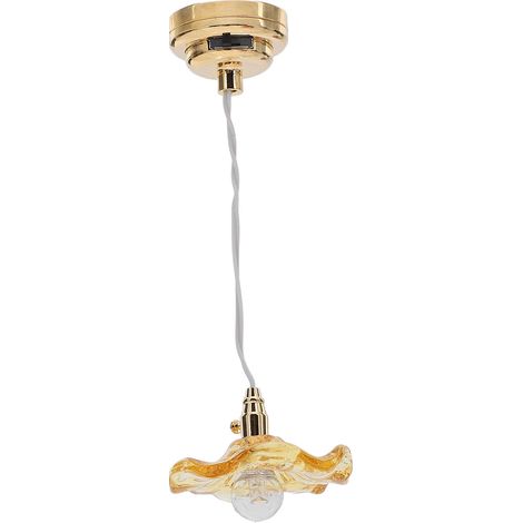 Lampe de plafond miniature pour maison de poupée (échelle 1:12 ou 1:6), accessoire de décoration, ampoule ronde en verre, éclairage jaune pour meubles. (1/5)